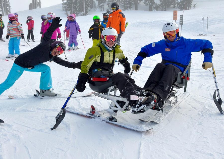 Amazing adaptive skiing (sit ski, mono ski) at The Hartford Ski Spectacular  - Disabled Sports USA 