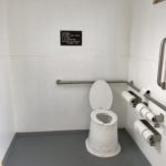 pit toilet with ada bars at riley ranch
