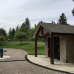 blakely park restroom from outside with paver path around