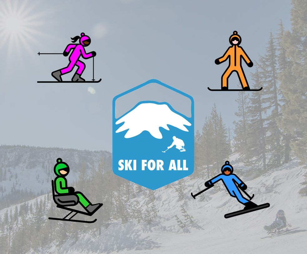 ski for all logo and skier icons