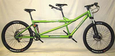 Green tandem mountain bike