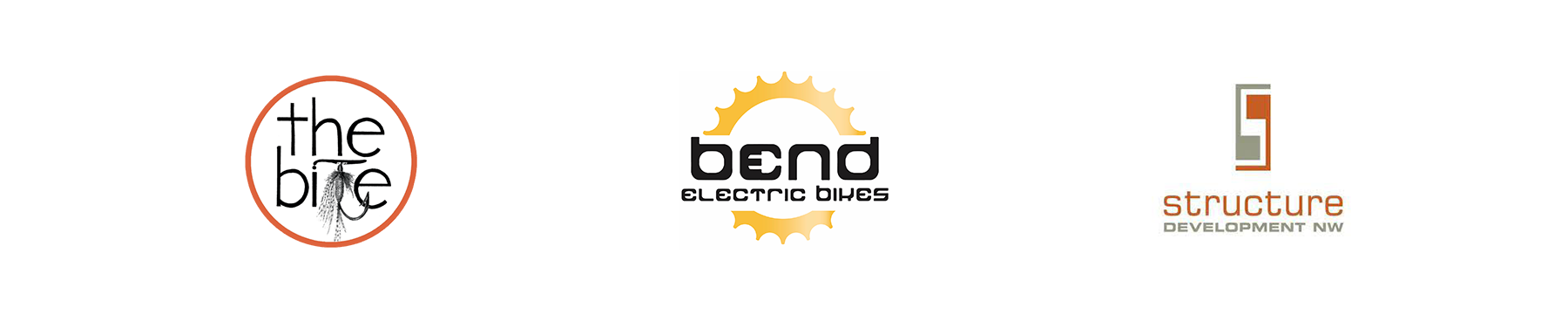The Bite, Bend Electric Bikes, Structure Development NW logos