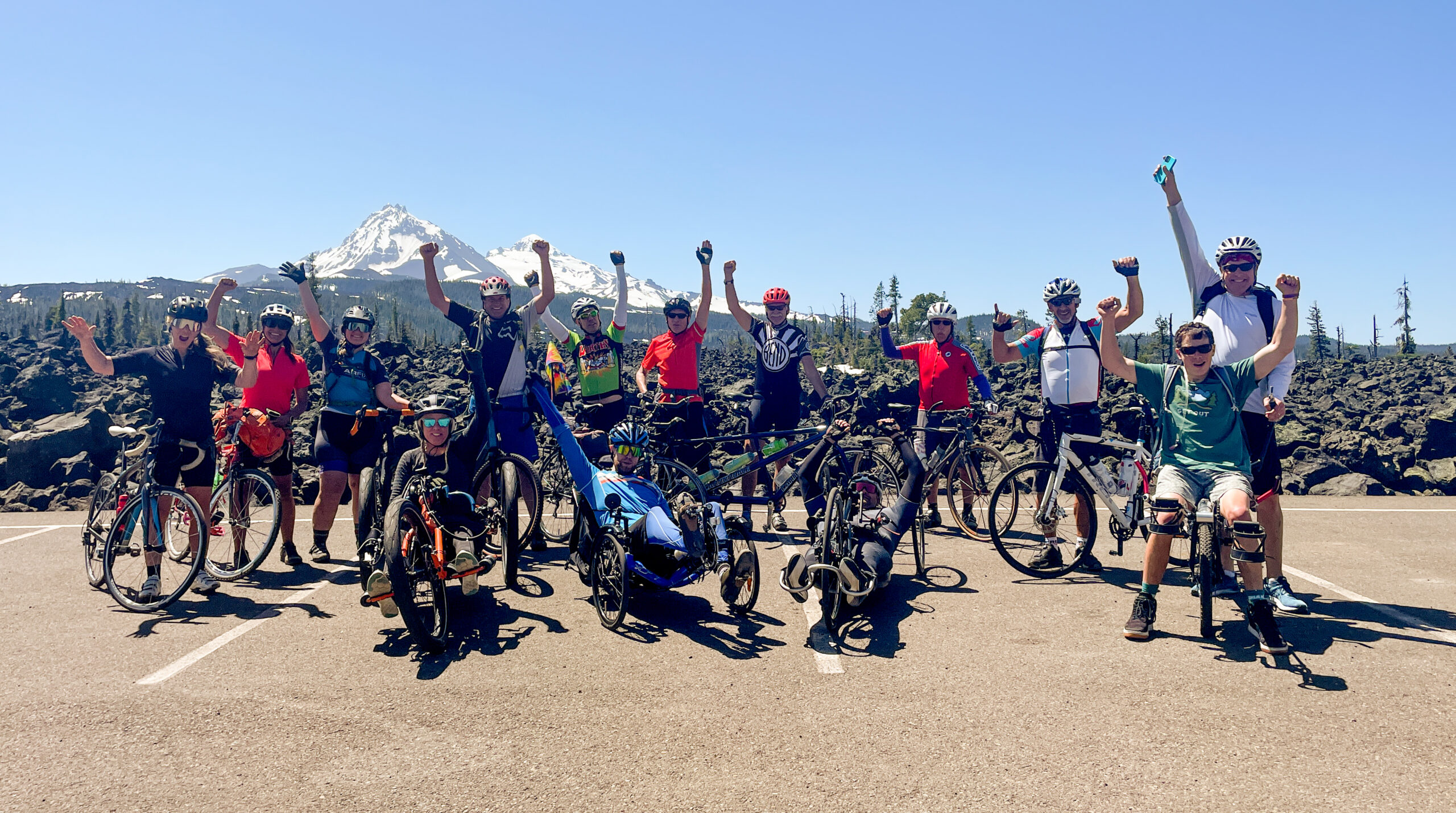 Dave atop McKenzie Pass with a group of OAS athletes in early June 2023.