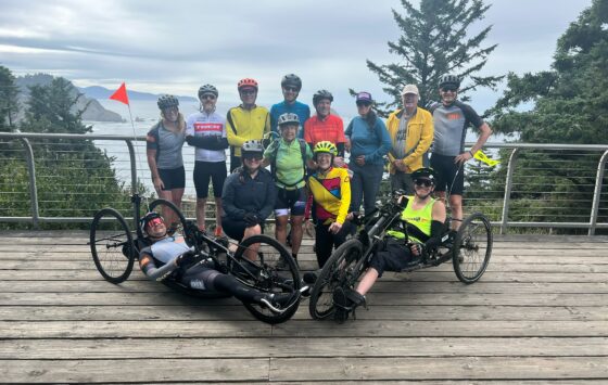 OAS Team that participated in Cycle Oregon 2023. Includes OAS Staff and Volunteers along with athletes that either are visually impaired or use hand-pedal bikes.
