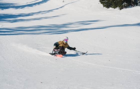 sit skier shreds down the slope