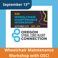 September 13th Bend wheelchair maintenance workshop with OSCI