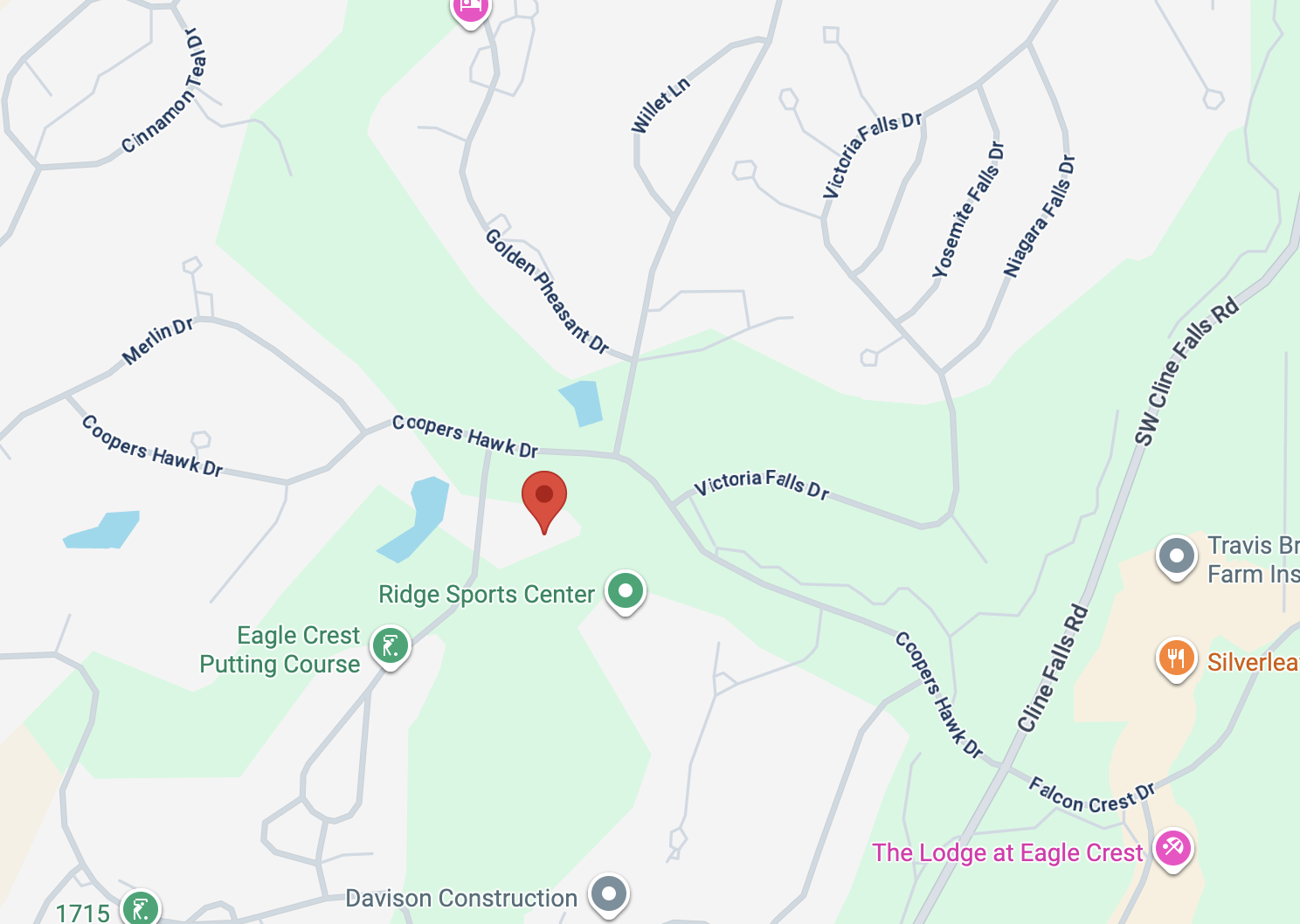 a map shows a red dot where the clubhouse is 